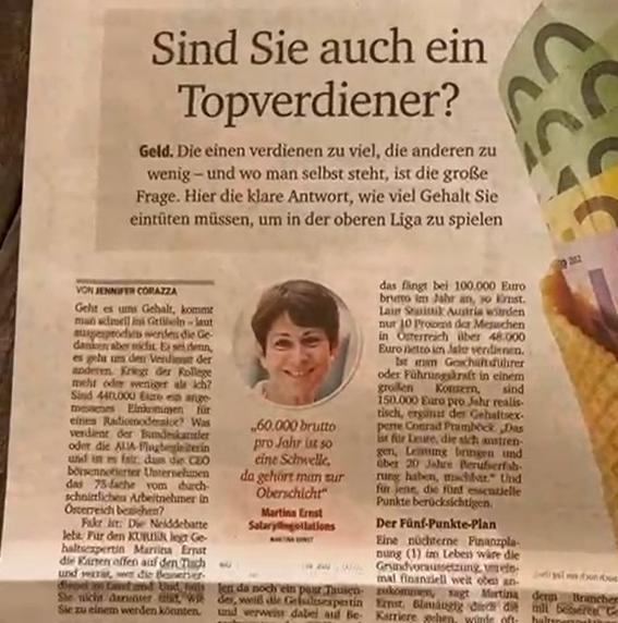 Gehälter in Österreich: Ab wann Sie zu den Topverdienern gehören – Kurier 06.04.2024